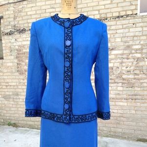 Vintage Givenchy Blue Embroidered Women's Suit